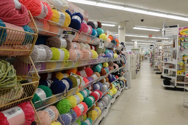 miami, florida february 13: rolls of yarn fill a shelf in a joann fabric and crafts store slated to close on february 13, 2025 in miami, florida. the company announced it will be closing approximately 500 of its roughly 850 locations across the united states. (photo by joe raedle/getty images)