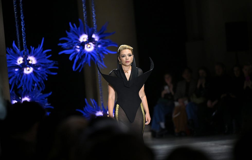 london, england february 20 florence pugh walks the runway at the harris reed aw25 show during london fashion week on february 20, 2025 in london, england photo by jed cullendave benettgetty images for harris reed