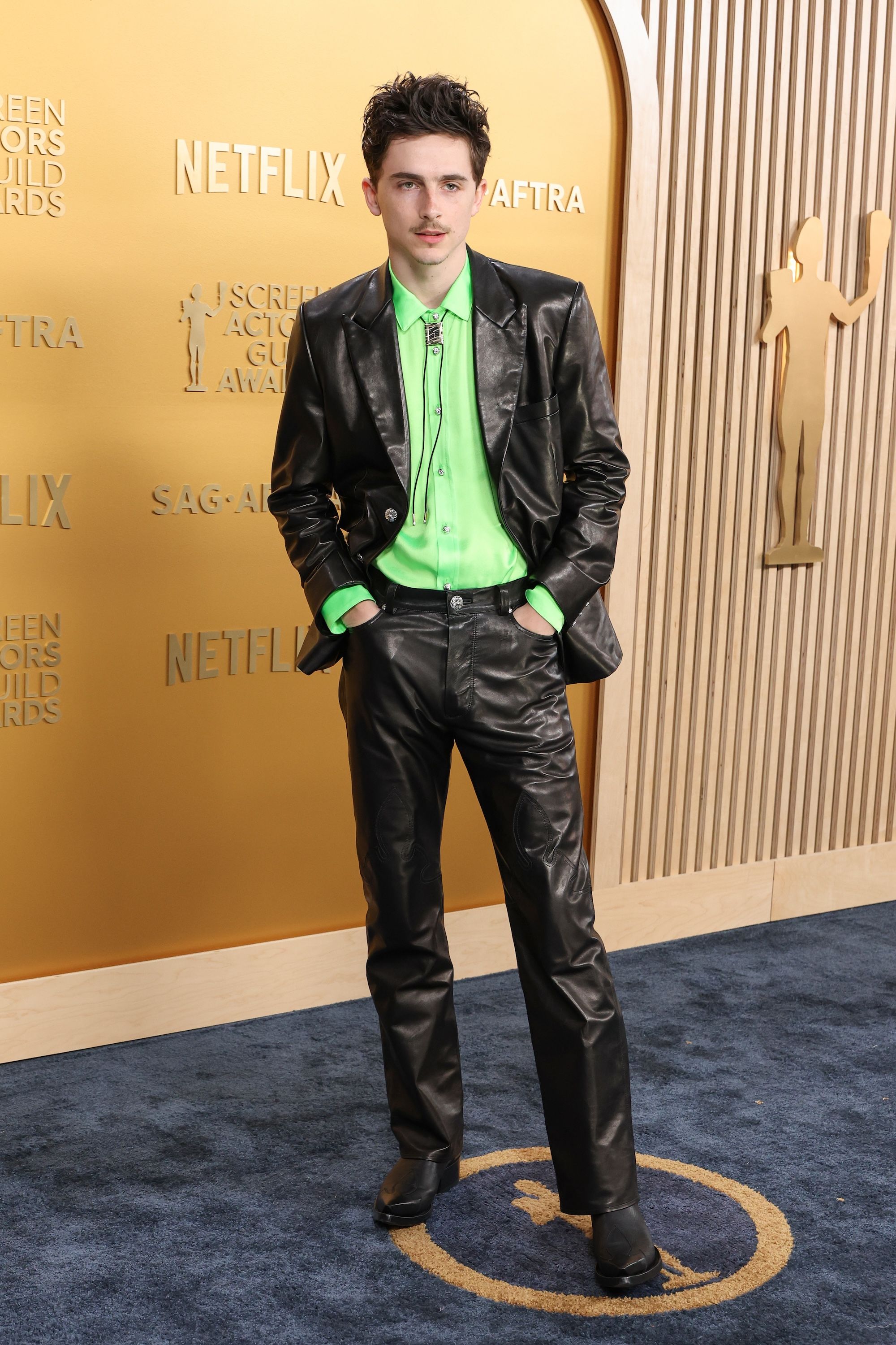 Timothée Chalamet Is Still Cosplaying Bob Dylan on the 2025 SAG Awards Red Carpet