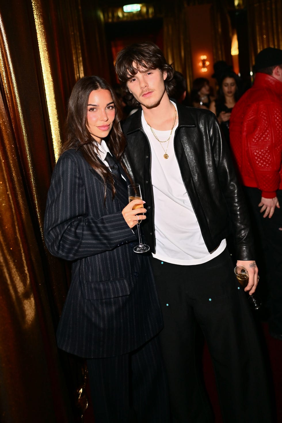 london, england march 01: jackie apostel and cruz beckham attend the warner music group and hennessy 2025 brit awards after party at claridge's on march 1, 2025 in london, england. (photo by dave benett/getty images for warner music)