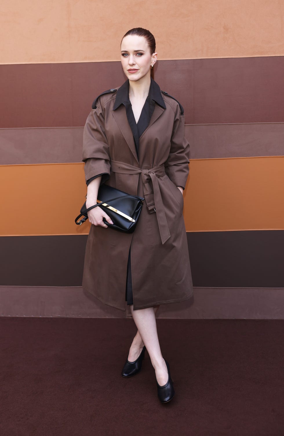 milan, italy february 28: rachel brosnahan attends the tods show during milan fashion week womenswear fall/winter 2025/2026 on february 28, 2025 in milan, italy. (photo by max cisotti/dave benett/getty images)