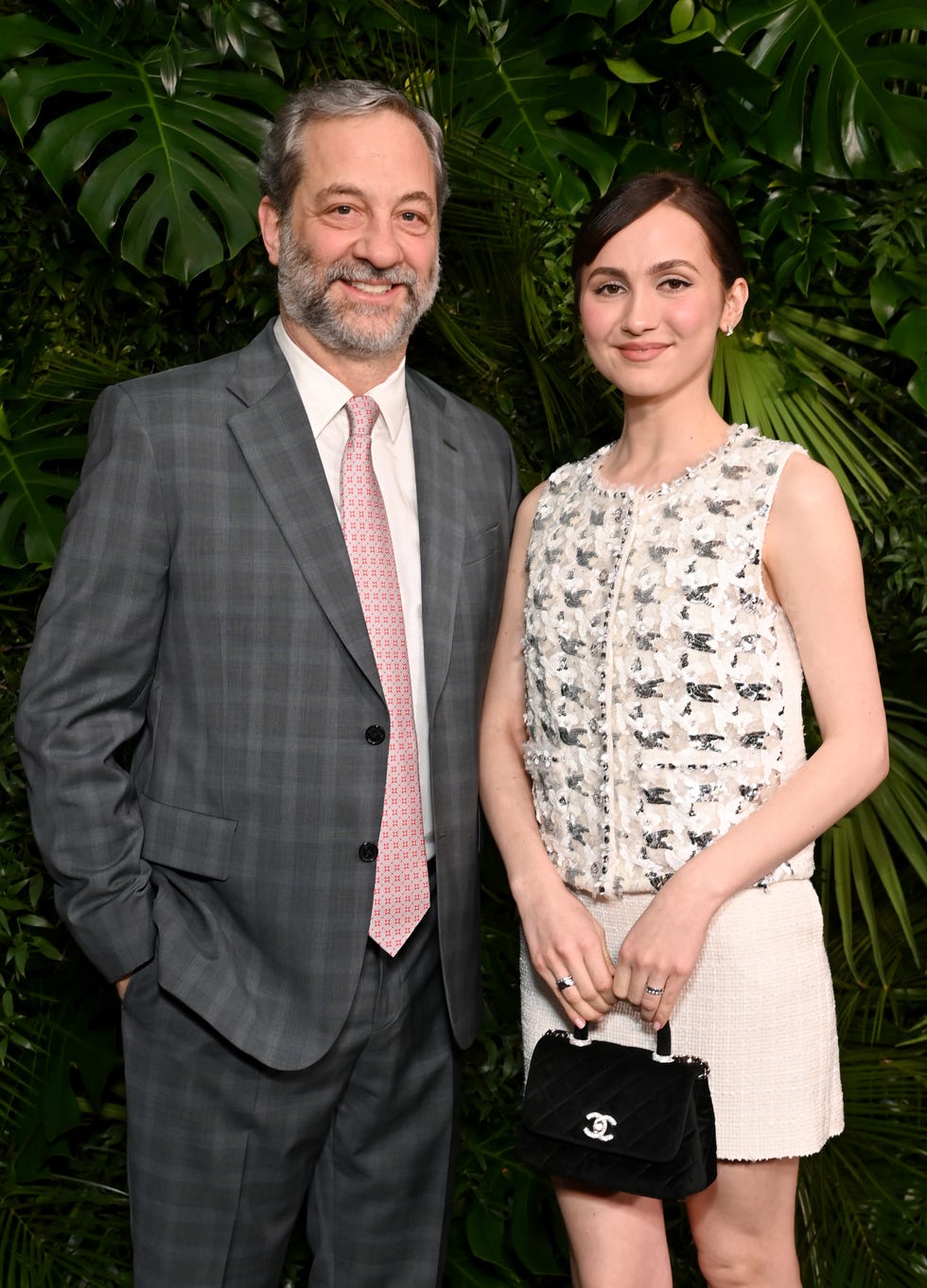 beverly hills, california march 01: (l r) judd apatow and maude apatow attend the chanel and charles finch annual pre oscar dinner at the polo lounge at the beverly hills hotel on march 01, 2025 in beverly hills, california. (photo by jon kopaloff/wireimage)