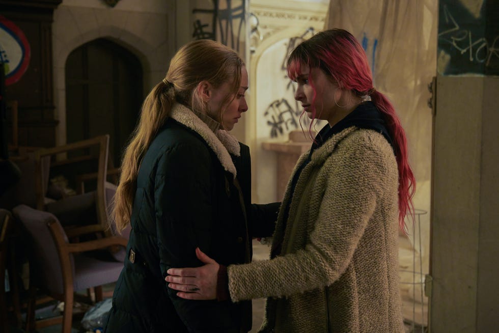 long bright river atonement episode 108 pictured: (l r) amanda seyfried as mickey, ashleigh cummings as kacey (photo by: jocelyn prescod/peacock via getty images)