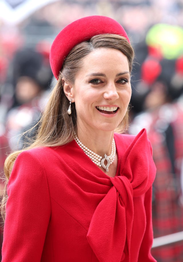 london, england march 10: catherine, princess of wales smiles as she attends the celebrations for commonwealth day at westminster abbey on march 10, 2025 in london, england. (photo by chris jackson/getty images)