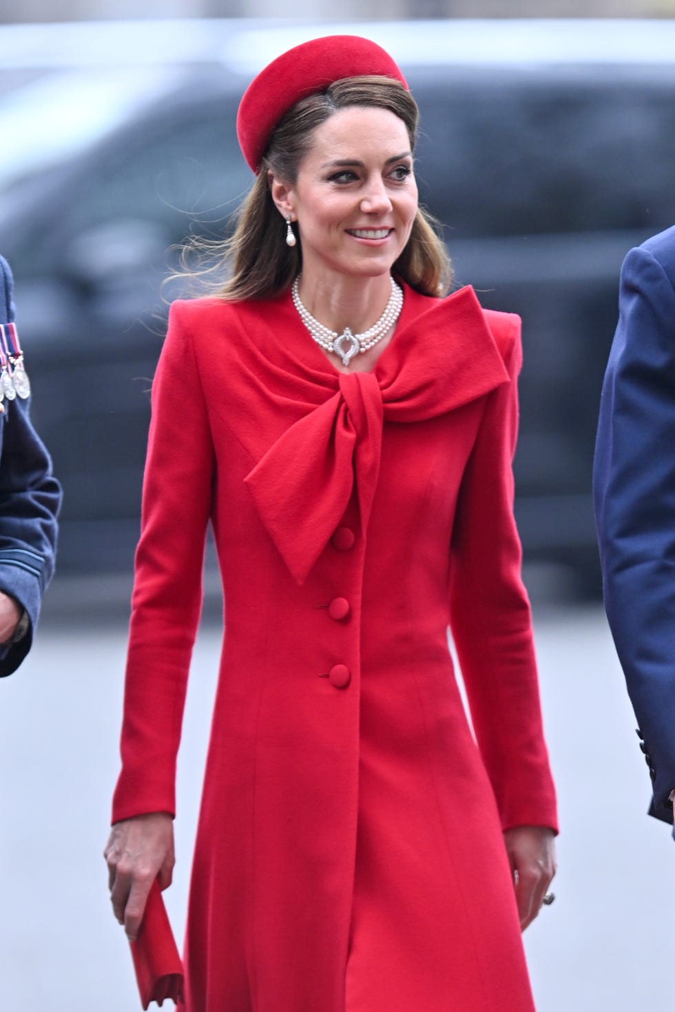 Kate Middleton Rewears a Red Bow Dress for Commonwealth Day Service ...