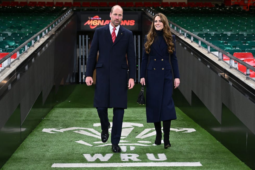 cardiff, wales march 15: william, prince of wales and catherine, princess of wales leave the stadium following the guinness six nations 2025 match between wales and england at principality stadium on march 15, 2025 in cardiff, wales. (photo by dan mullan rfu/the rfu collection via getty images)