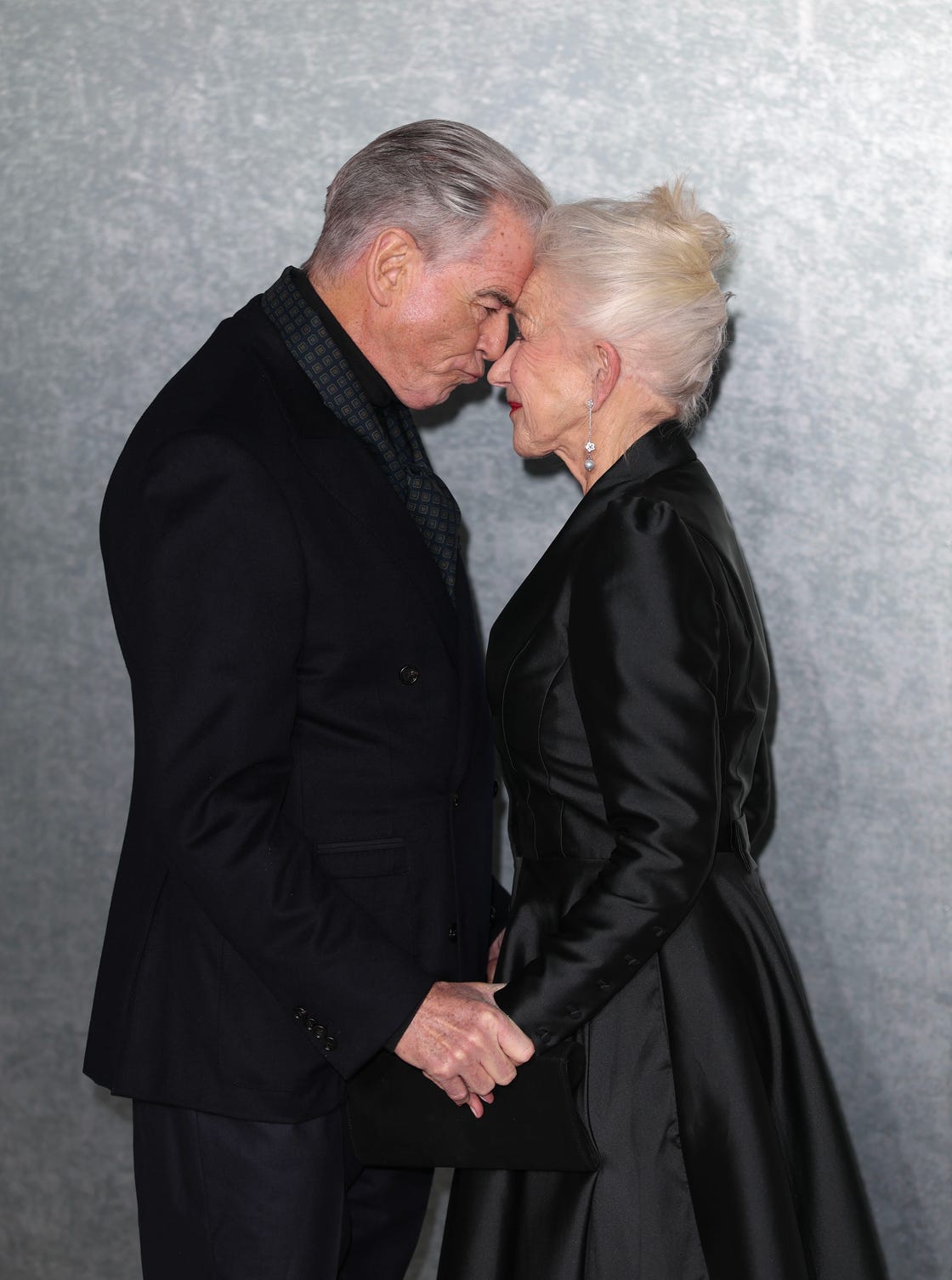 london, england march 27: pierce brosnan and dame helen mirren attend the mobland global premiere at the odeon luxe leicester square on march 27, 2025 in london, england. (photo by mike marsland/wireimage)