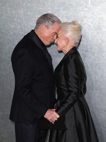 london, england march 27: pierce brosnan and dame helen mirren attend the mobland global premiere at the odeon luxe leicester square on march 27, 2025 in london, england. (photo by mike marsland/wireimage)