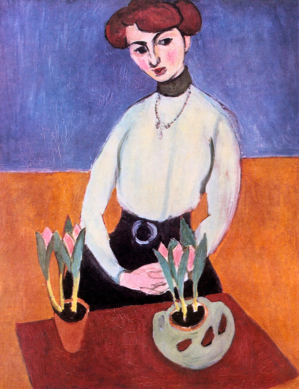 'girl with tulips', 1910. from the collection of the state hermitage museum, st petersburg. creator: henri matisse. (photo by art media/heritage images via getty images)