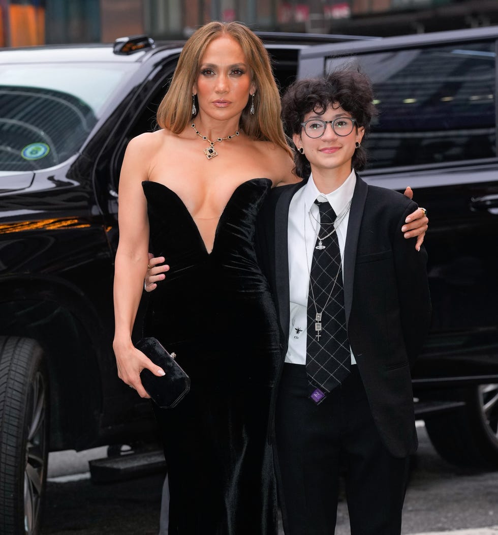 new york, ny april 3: jennifer lopez and emme muñiz are seen on april 3, 2025 in new york city. (photo by xny/star max/gc images)
