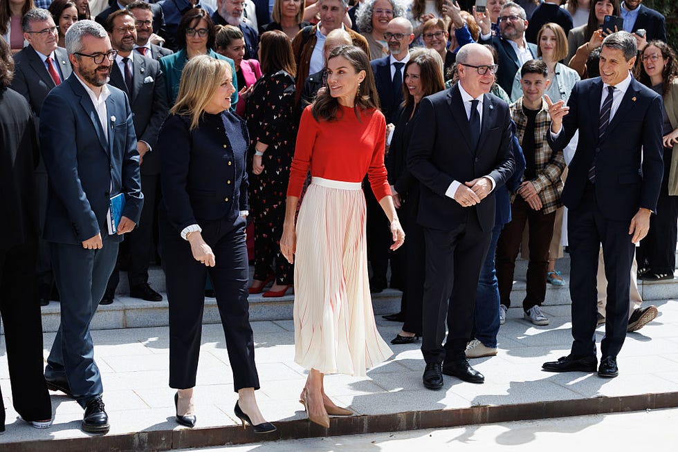 granada andalusia, spain april 01: queen letizia (c) with the mayoress of granada, marifran carazo (2l). (photo by alex camara/europa press via getty images)