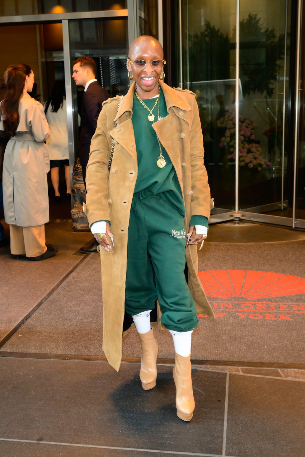 new york, new york april 01: cynthia erivo is seen on april 01, 2025 in new york city. (photo by raymond hall/gc images)