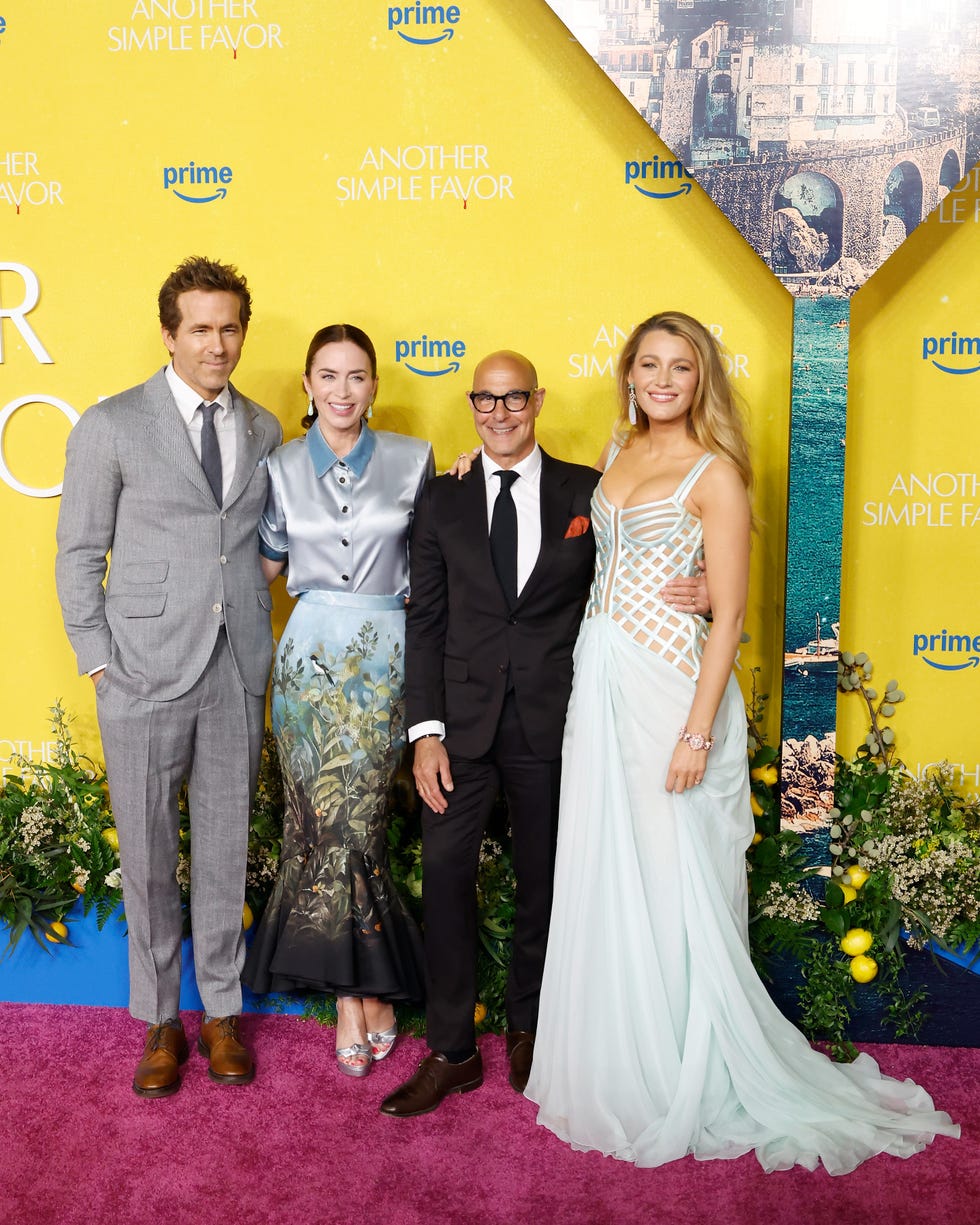 new york, new york april 27: ryan reynolds, emily blunt, stanley tucci, and blake lively attend the new york screening of another simple favor at jazz at lincoln center on april 27, 2025 in new york city. (photo by taylor hill/filmmagic)