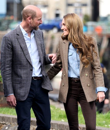 tobermory, scotland april 29: prince william, prince of wales, known as the duke of rothesay and catherine, princess of wales, known as the duchess of rothesay when in scotland, smile during a tour of an artisan market on april 29, 2025 in tobermory, scotland. the prince and princess of wales are on a two day visit to the isles of mull and iona on the 29th and 30th of april to engage with rural island communities. during their time on the islands, they will connect with local residents, highlighting the value of social bonds and underscoring the importance of safeguarding and advocating for the natural environment. (photo by chris jackson/getty images)