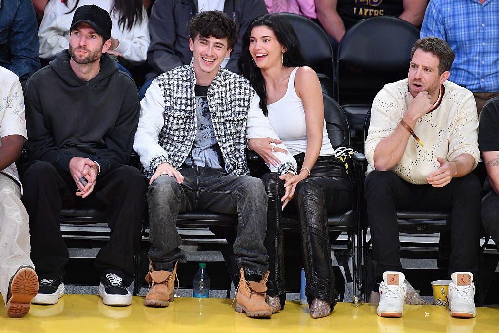 All the Photos of Kylie Jenner and Timothée Chalamet Showing PDA at a Lakers Game