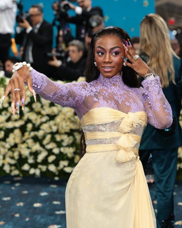 new york, new york may 05: shacarri richardson attends the 2025 met gala celebrating superfine: tailoring black style at metropolitan museum of art on may 05, 2025 in new york city. (photo by dimitrios kambouris/getty images for the met museum/vogue)