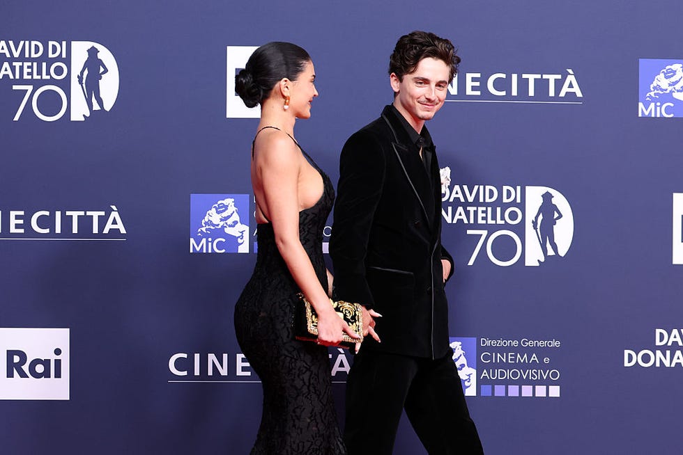 rome, italy may 07: kylie jenner and timothée chalamet attend the photocall during the 70th david di donatello at cinecitta studios on may 07, 2025 in rome, italy. (photo by daniele venturelli/wireimage)