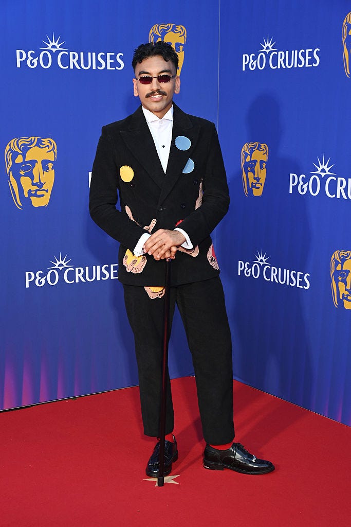 london, england may 11: nabhaan rizwan attends the 2025 bafta television awards with po cruises at the royal festival hall on may 11, 2025 in london, england. (photo by alan chapman/dave benett/getty images)