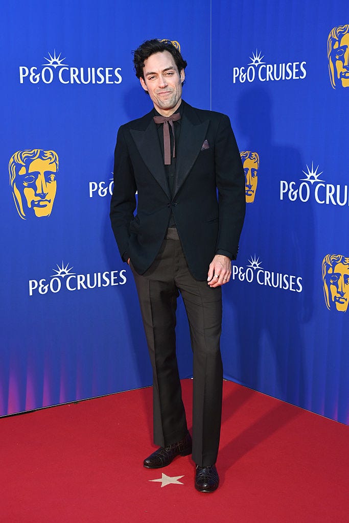 london, england may 11: alex hassell attends the 2025 bafta television awards with po cruises at the royal festival hall on may 11, 2025 in london, england. (photo by alan chapman/dave benett/getty images)