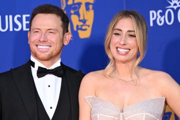 joe swash and stacey solomon attend the 2025 bafta television awards with po cruises