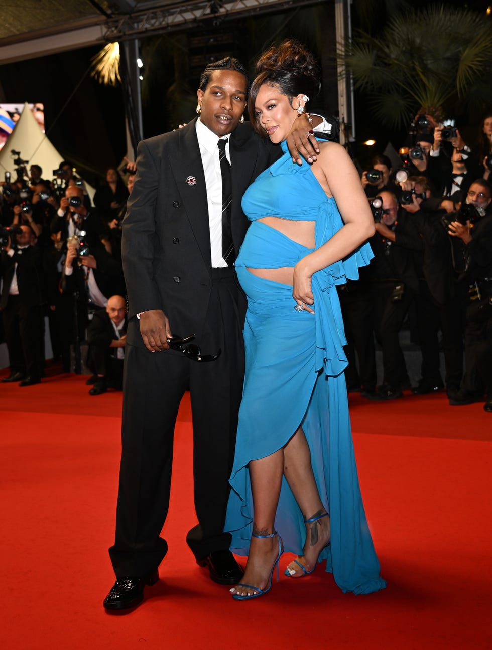 78th Cannes Film Festival - Highest 2 Lowest screening cannes, france may 19: barbadian singer and actress rihanna (l) and us actor and singer asap rocky (r) leave after the screening of the film highest 2 lowest at the 78th edition of the cannes film festival in cannes, france on may 19, 2025. (photo by mustafa yalcin/anadolu via getty images)