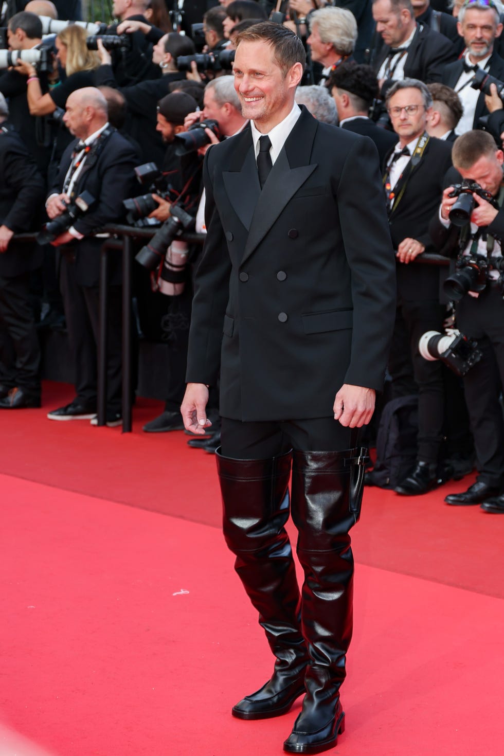 cannes, france may 18: alexander skarsgard attends the the phoenician scheme red carpet at the 78th annual cannes film festival at palais des festivals on may 18, 2025 in cannes, france. (photo by lyvans boolaky/getty images)