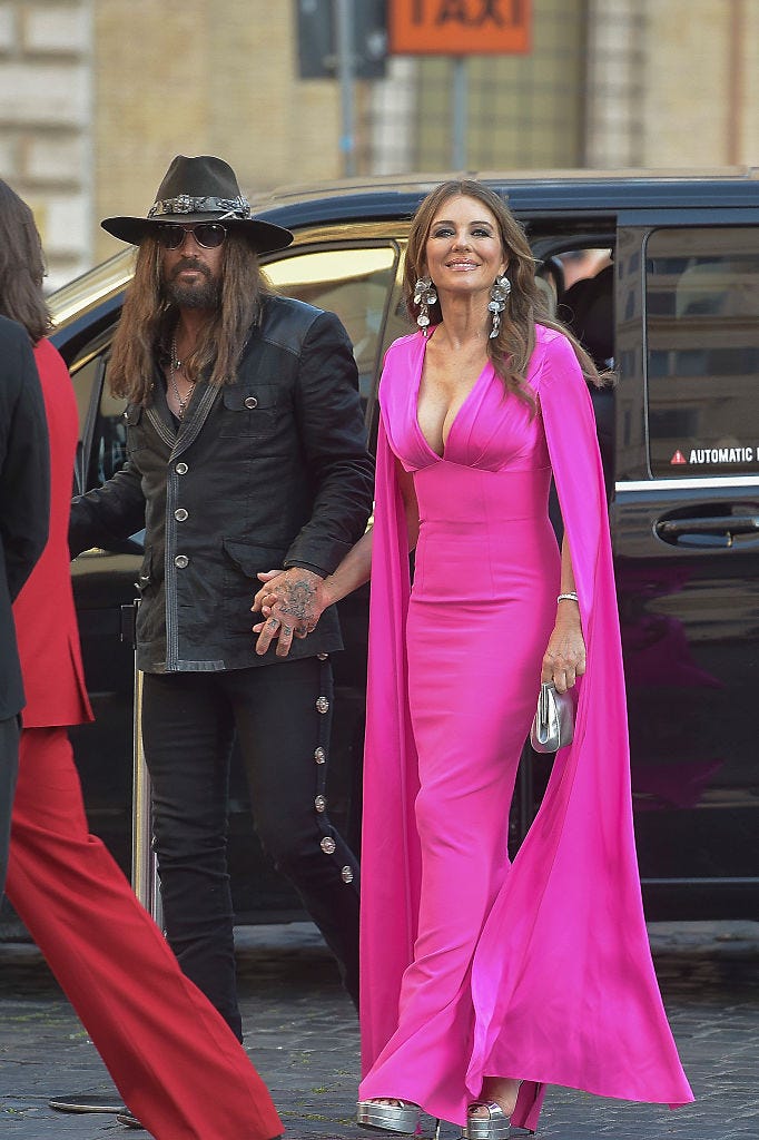elizabeth hurley outshone by billy ray cyrus hair makeover