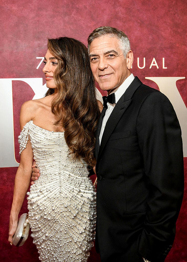 amal george clooney rita hayworth hair silver fox