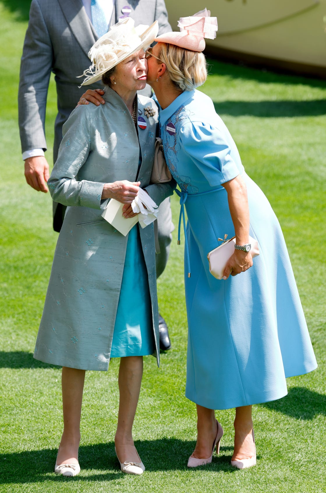 ascot, united kingdom june 17: (embargoed for publication in uk newspapers until 24 hours after create date and time) zara tindall kisses her mother princess anne, princess royal as they attend day one of royal ascot at ascot racecourse on june 17, 2025 in ascot, england. (photo by max mumby/indigo/getty images)