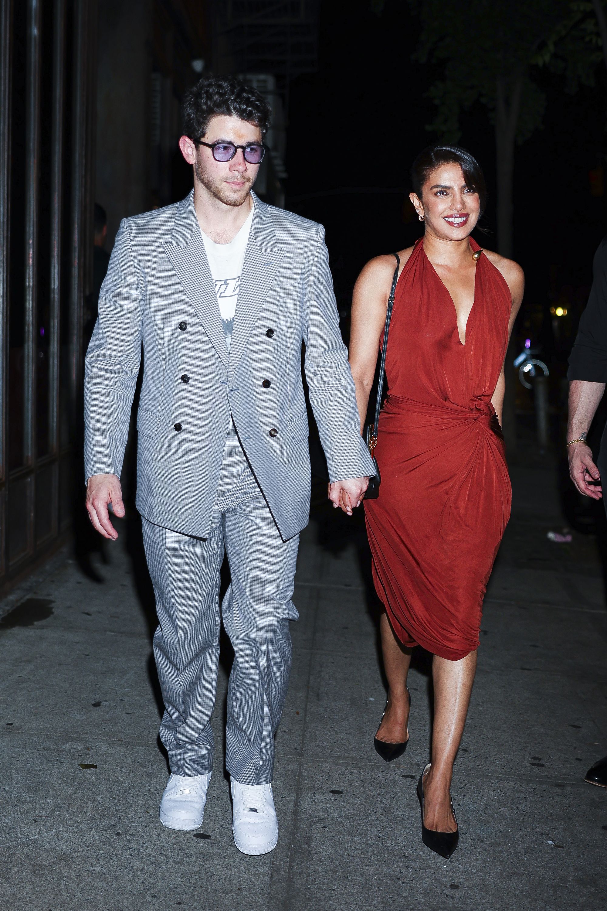 Priyanka Chopra Is Exquisite in a Plunging Crimson Gown for an NYC Date Night