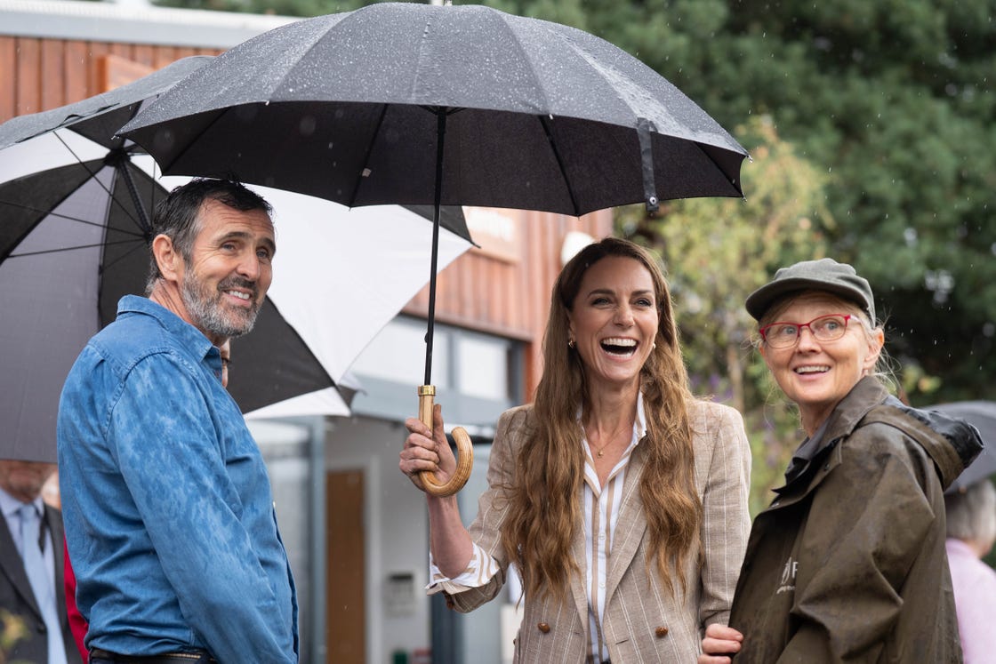 colchester, england july 2: catherine, princess of wales smiles while meeting members of the public during a visit to the rhss wellbeing garden at colchester hospital on july 2, 2025 in colchester, england. the visit coincides with the donation of 50 catherines rose plants, named after the princess by the rhs with funds from sales going to the royal marsden cancer charity. (photo by stefan rousseau wpa pool/getty images)