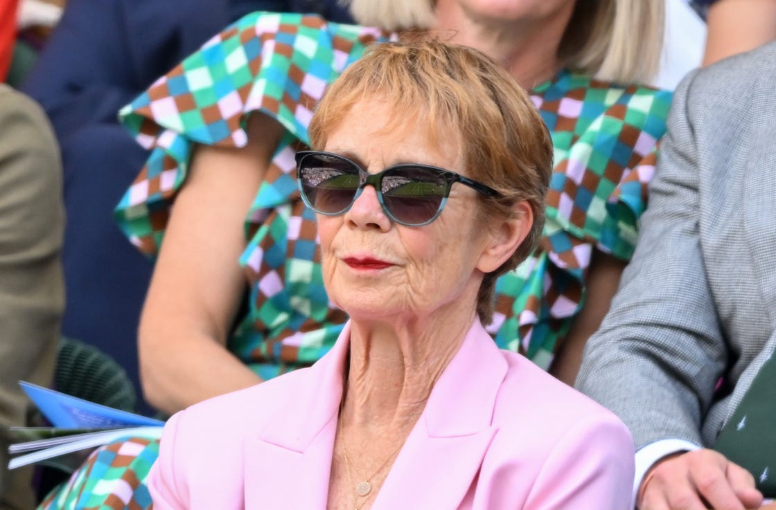 london, england july 03: celia imrie attends day four of the wimbledon tennis championships at the all england lawn tennis and croquet club on july 03, 2025 in london, england. (photo by karwai tang/wireimage)