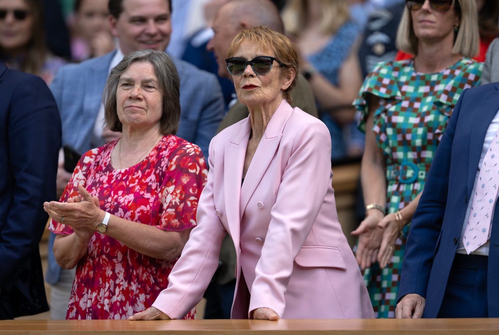 london, england july 3: actress celia imrie watches from the royal box during the gentlemen's singles second round match between novak djokovic of serbia and daniel evans of great britain on day four of the championships wimbledon 2025 at all england lawn tennis and croquet club on july 3, 2025 in london, england. (photo by visionhaus/getty images) ***local caption*** celia imrie
