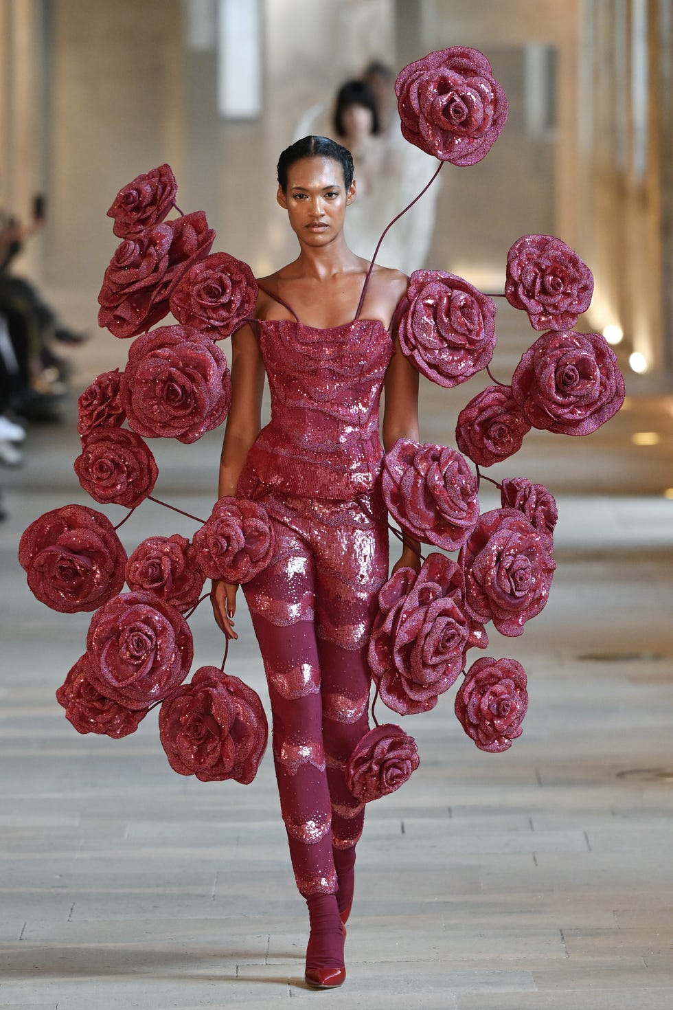 paris, france july 07: (editorial use only for non editorial use please seek approval from fashion house) a model walks the runway during the rahul mishra haute couture fall/winter 2025/2026 show as part of paris fashion week on july 07, 2025 in paris, france. (photo by dominique charriau/wireimage)