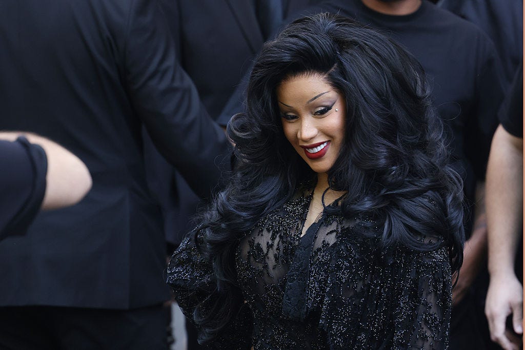 Cardi B's Sheer Lace Gown Has an Impossibly High Leg Slit