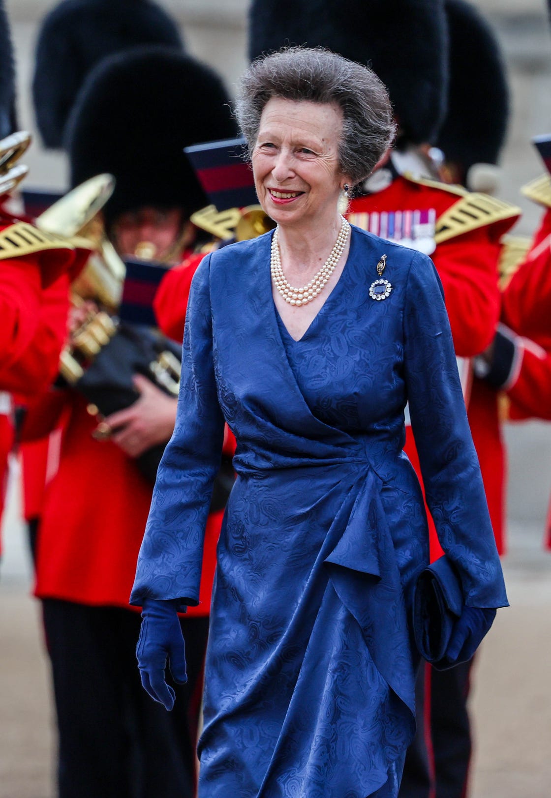 london, england july 16: princess anne, princess royal takes part in the household division musical spectacular 2025 at horse guards parade on july 16, 2025 in london, england. heroes is presented by the british army and features the massed bands of the household division, the band of the household cavalry, the duchess of edinburghs string orchestra, the household division contemporary band, the massed pipes and drums, the army cadet force and the kings troop royal horse artillery. (photo by hoda davaine/getty images)