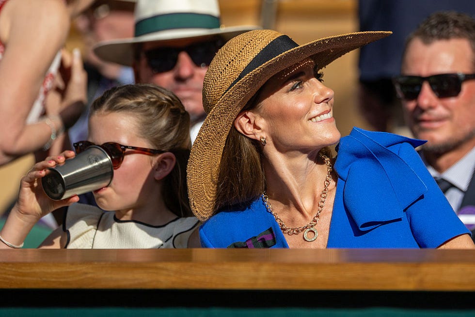 london, england july 13: princess charlotte of wales and catherine, princess of wales in the royal box for the gentlemens singles final on centre court during the wimbledon lawn tennis championships at the all england lawn tennis and croquet club at wimbledon on july 13th, 2025, in london, england. (photo by tim clayton/getty images)