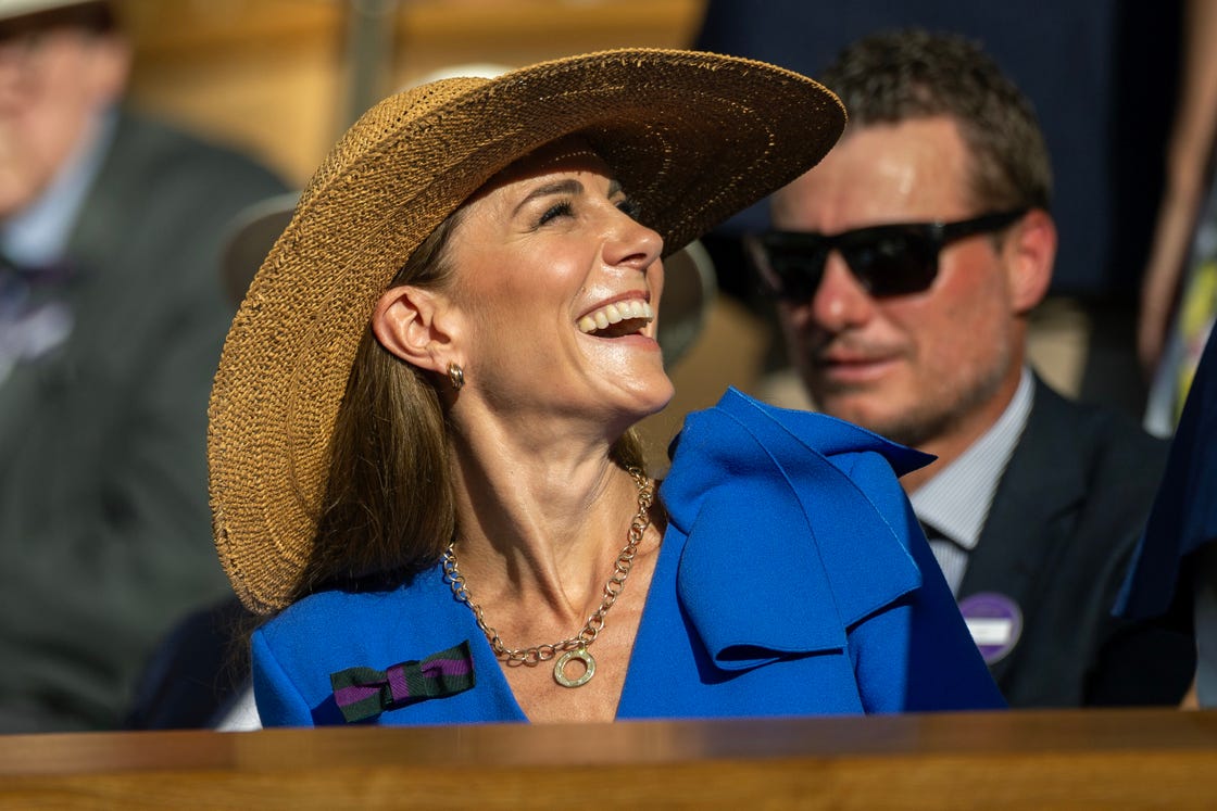 london, england july 13: catherine, princess of wales in the royal box for the gentlemen's singles final on centre court during the wimbledon lawn tennis championships at the all england lawn tennis and croquet club at wimbledon on july 13th, 2025, in london, england. (photo by tim clayton/getty images)