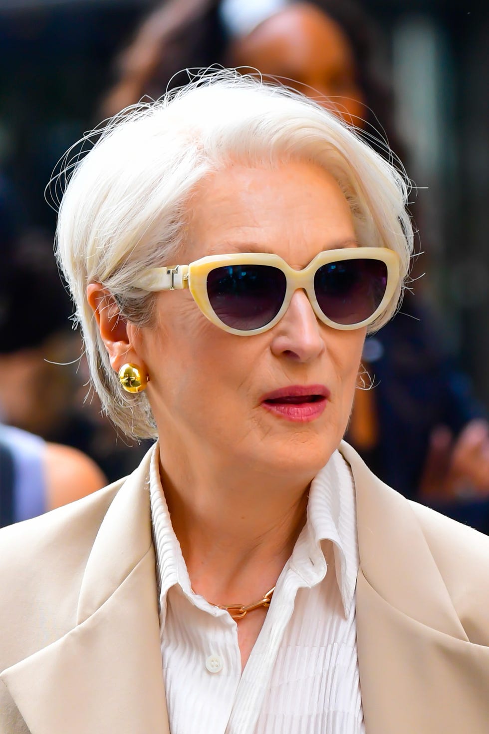 new york, new york july 25: meryl streep is seen filming scenes for the devil wears prada 2 on july 25, 2025 in new york city. (photo by raymond hall/gc images)