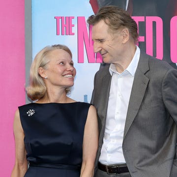 "The Naked Gun" New York Premiere new york, new york july 28: (l r) pamela anderson and liam neeson attend the naked gun new york premiere on july 28, 2025 in new york city. (photo by dia dipasupil/getty images)