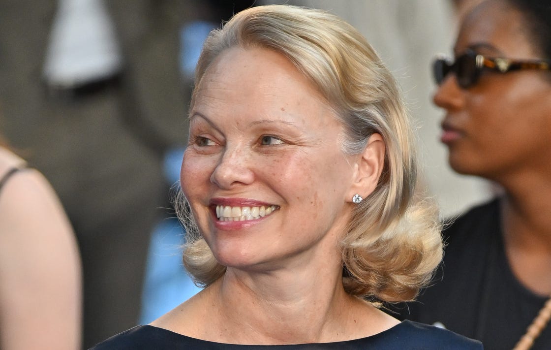 new york, new york july 28: pamela anderson attends the naked gun new york premiere on july 28, 2025 in new york city. (photo by james devaney/gc images)