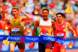 illustration of a pixelated photo of a track race with emojis
