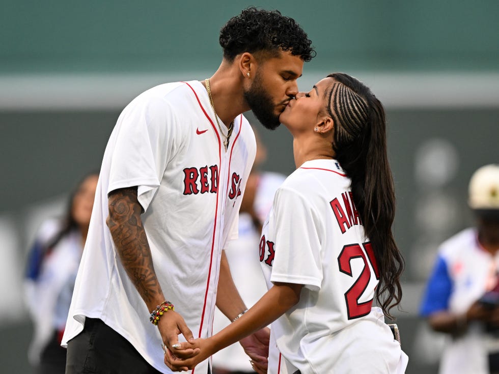 boston, massachusetts august 04: bryan arenales and amaya espinal of 