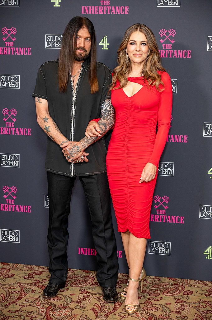 elizabeth hurley outshone by billy ray cyrus hair makeover