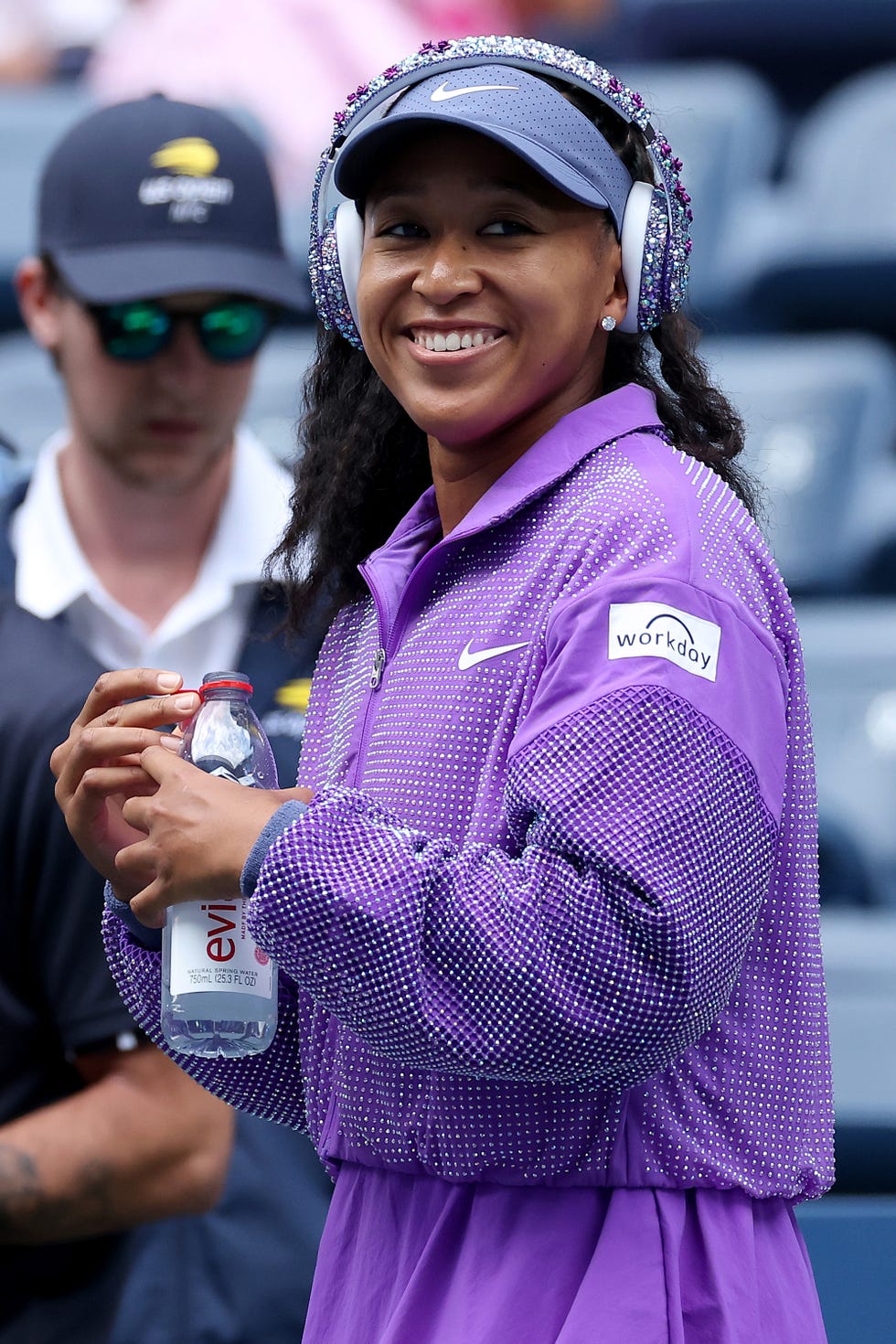 new york, new york august 28: naomi osaka of japan looks on before their womens singles second round match against hailey baptiste of the united states on day five of the 2025 us open at usta billie jean king national tennis center on august 28, 2025 in the flushing neighborhood of the queens borough of new york city. (photo by sarah stier/getty images)