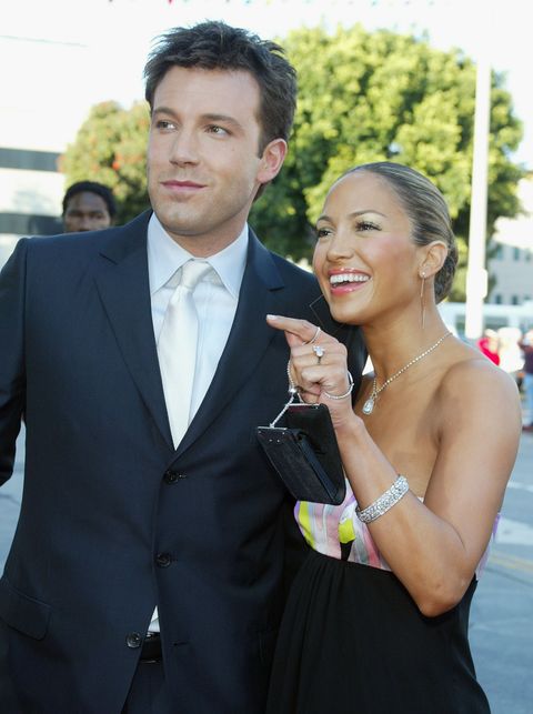 los angeles   february 9  actor ben affleck l and his fiance actresssinger jennifer lopez arrive at the premiere of daredevil at the village theatre on february 9, 2003 in los angeles, california photo by kevin wintergetty images