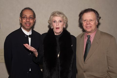 l to r director george wolfe, elaine stritch, and writer john lahr at the opening night party for elaine stritch at liberty at the w hotel in new york city  11701  photo by scott griesgetty images