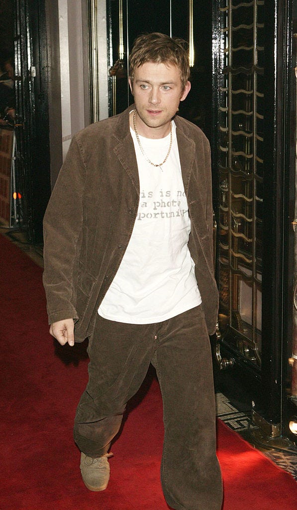 london october 2 singer damon albarn from blur attends the q awards 2003 at the park lane hotel on october 2, 2003 in london photo by dave hogangetty images