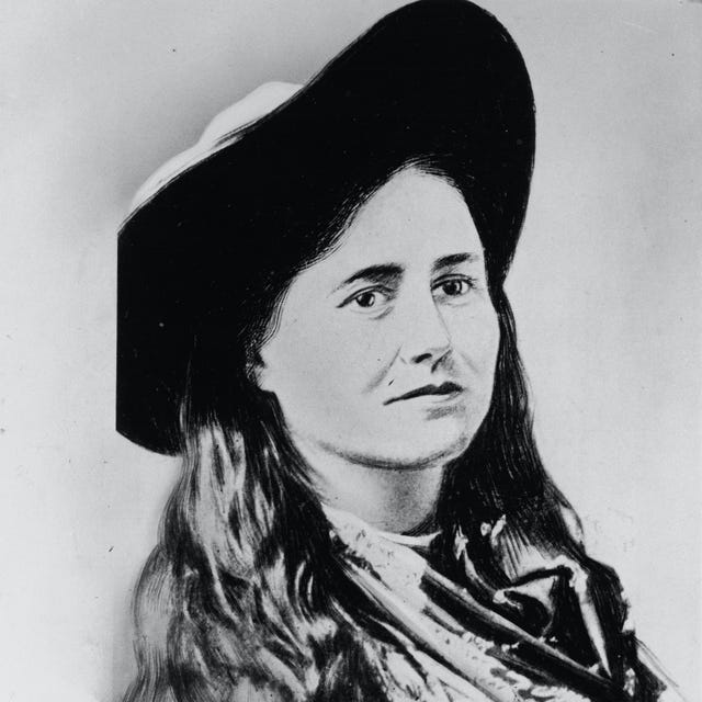 an illustrated portrait of belle starr wearing a hat
