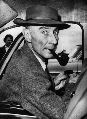 american atomic scientist julius robert oppenheimer 1904 1967 arrives in paris to give a series of lectures at the faculty of science photo by central pressgetty images